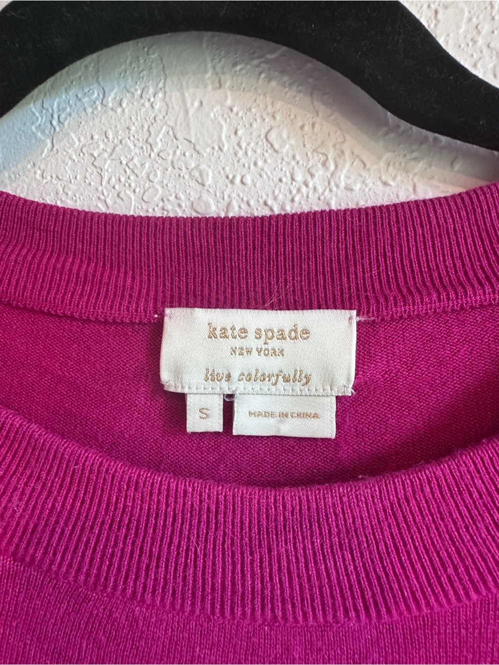 kate spade fuchsia short sleeve Crewneck Sweater silk/cotton blend